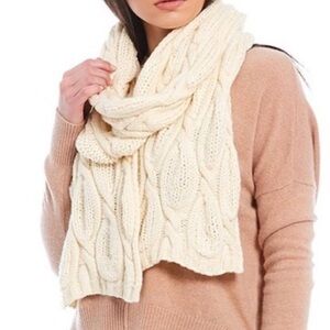 Badgley Michska Ivory Hour Glass Cable Knit Cashmere Scarf NWT